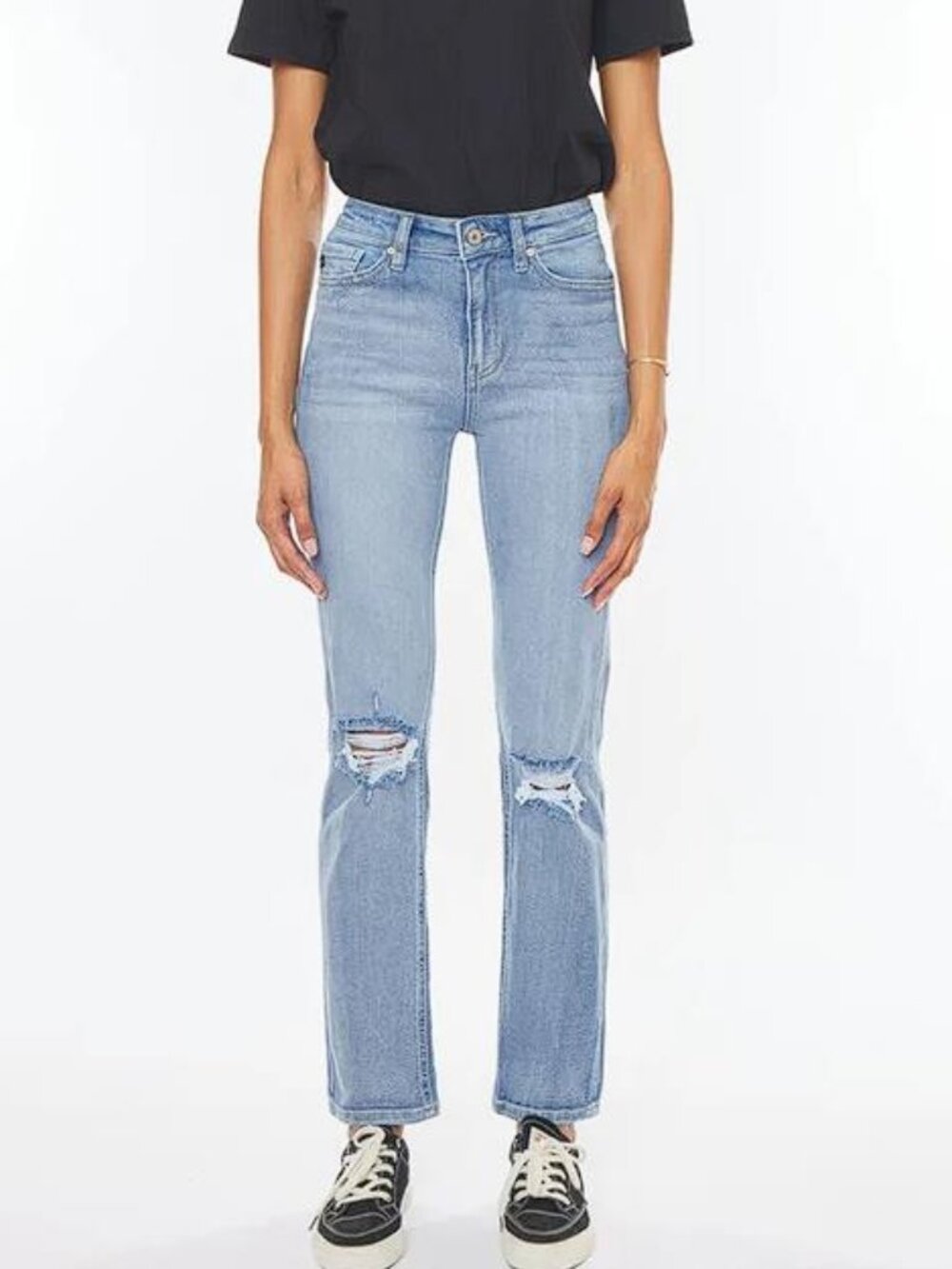 KANCAN JEANS Women's Sultana High Rise Slim Straight Size 16W in Light Wash